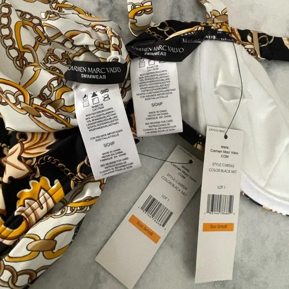 ‼️SOLD‼️Carmen Marc Valvo Swim Sense Filigree Status High Waist Bikini size S - Picture 12 of 12
